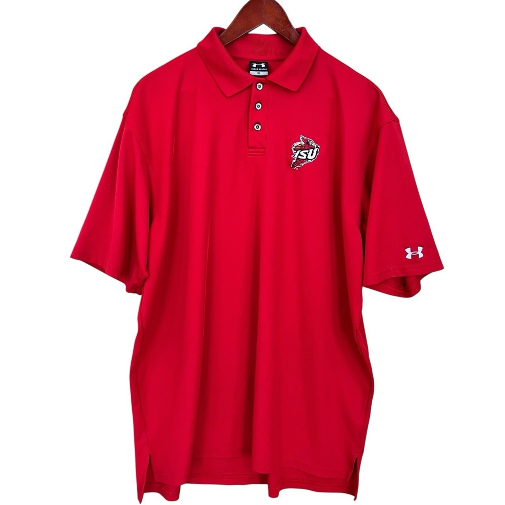 Iowa State University Cyclones Under Armour Polo Shirt Mens XL Red Preppy Golf
